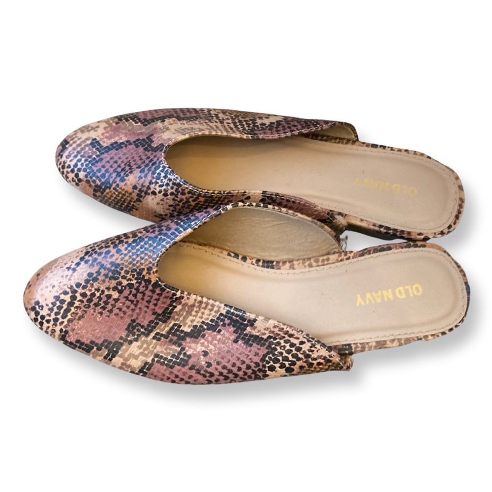 Old Navy Snakeskin Mule Slides, size 6